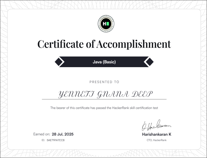 Java Basic Certificate